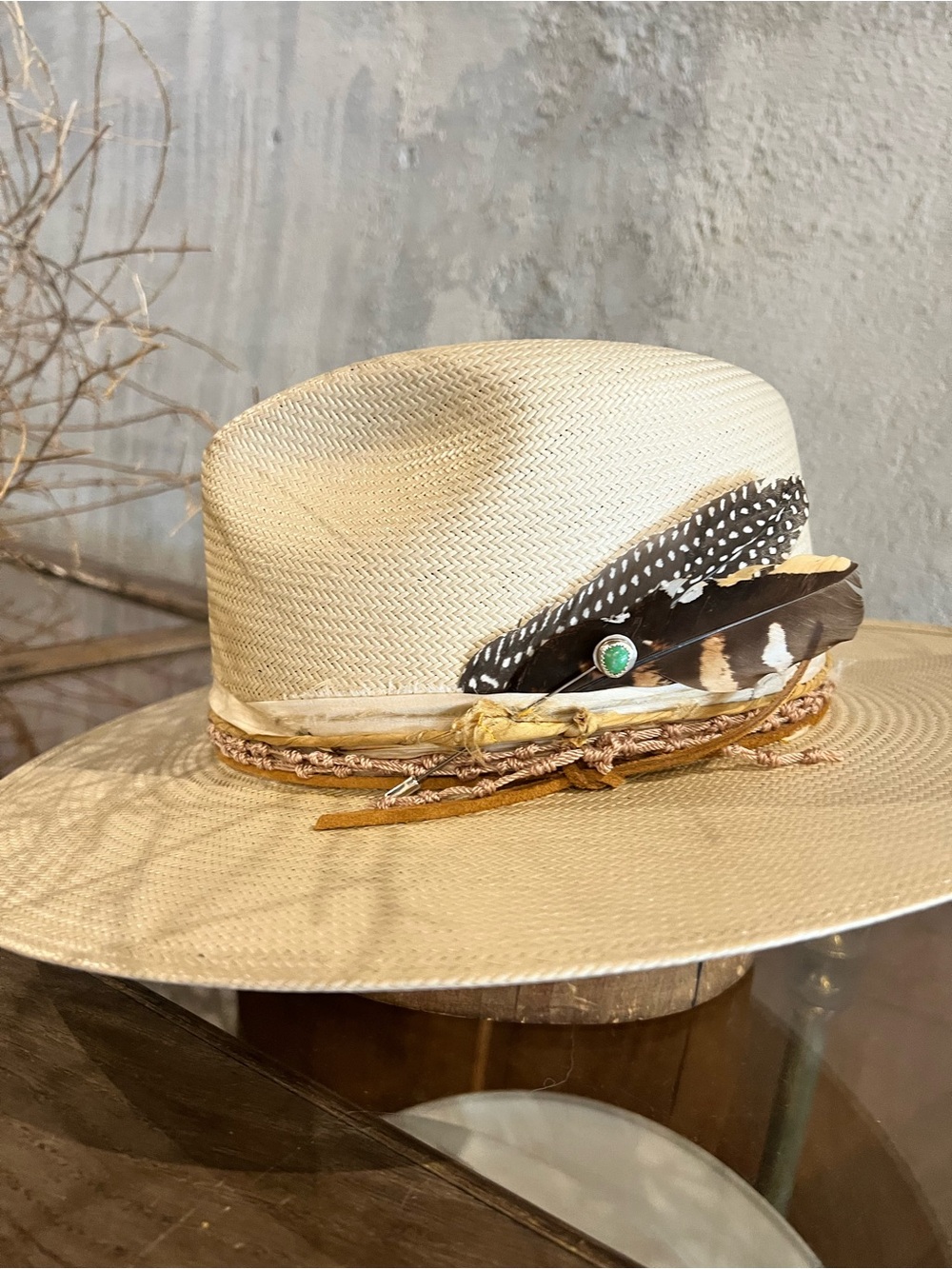 Stetson Juno Sand Straw Hat—custom Mufrais (ATX) styling, like NEW in box, M